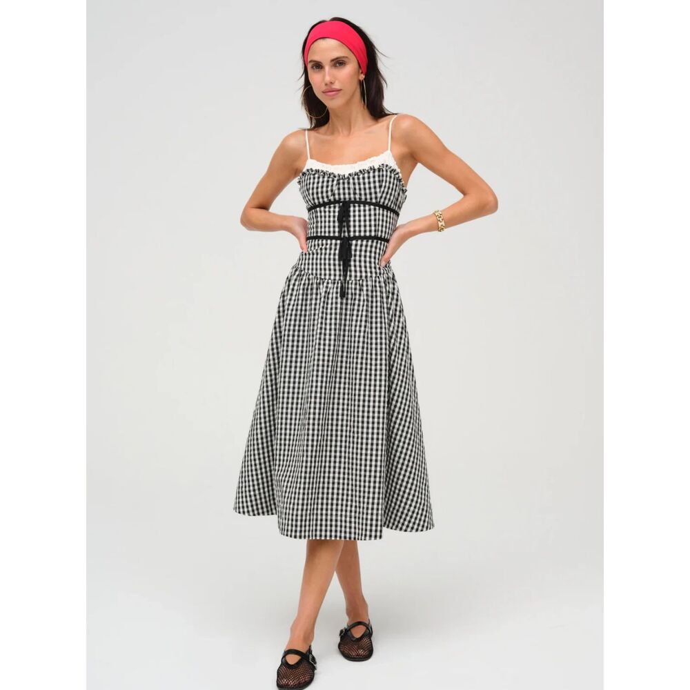 NWT For Love & Lemons Georgia Gingham Midi Dress